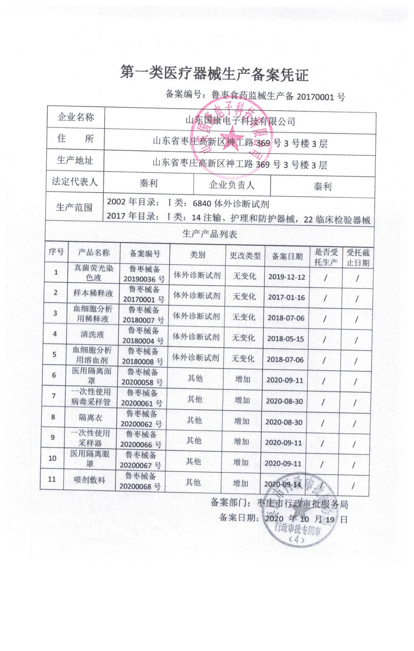 第一类医疗器械生产备案凭证骨密度检测仪,身高体重测量仪,微量元素分析仪,儿童综合素质发展评价系统